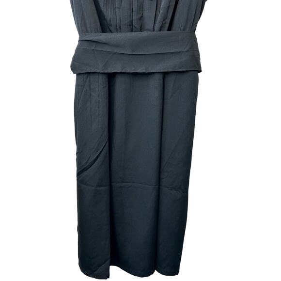 Gap Deep V Sleeveless Sheath Belted Black Dress Women's Size XXL New - Picture 2 of 10